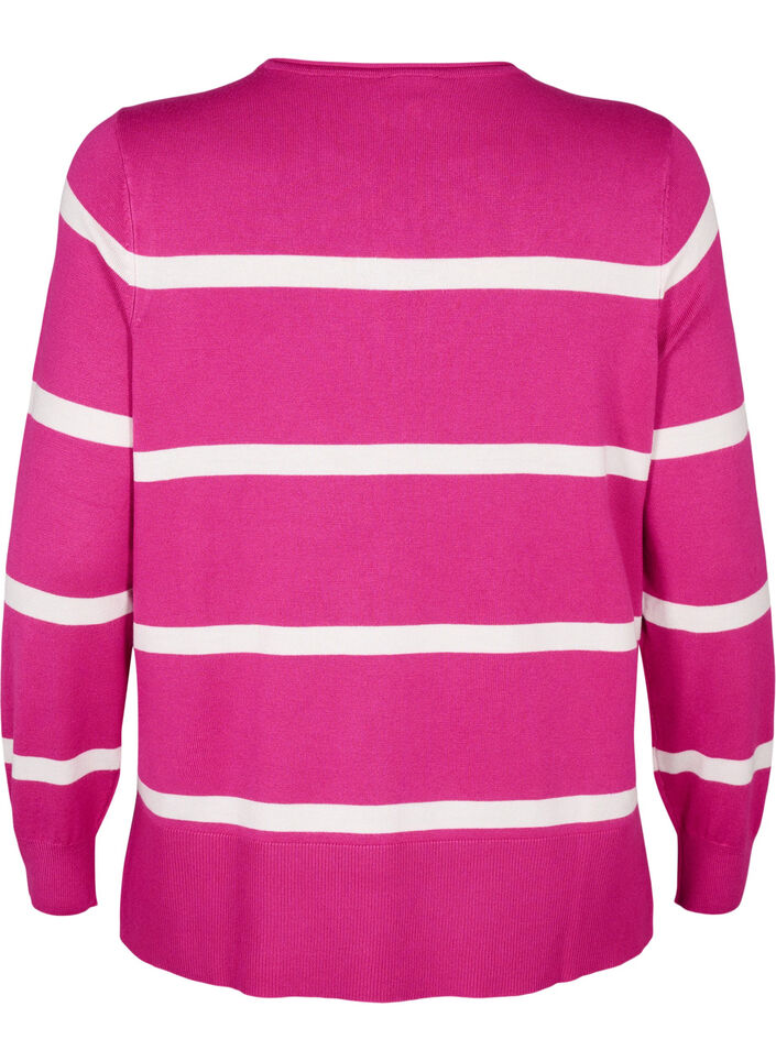 Gestrickte Viskosebluse mit Streifen, Pink, Packshot image number 1