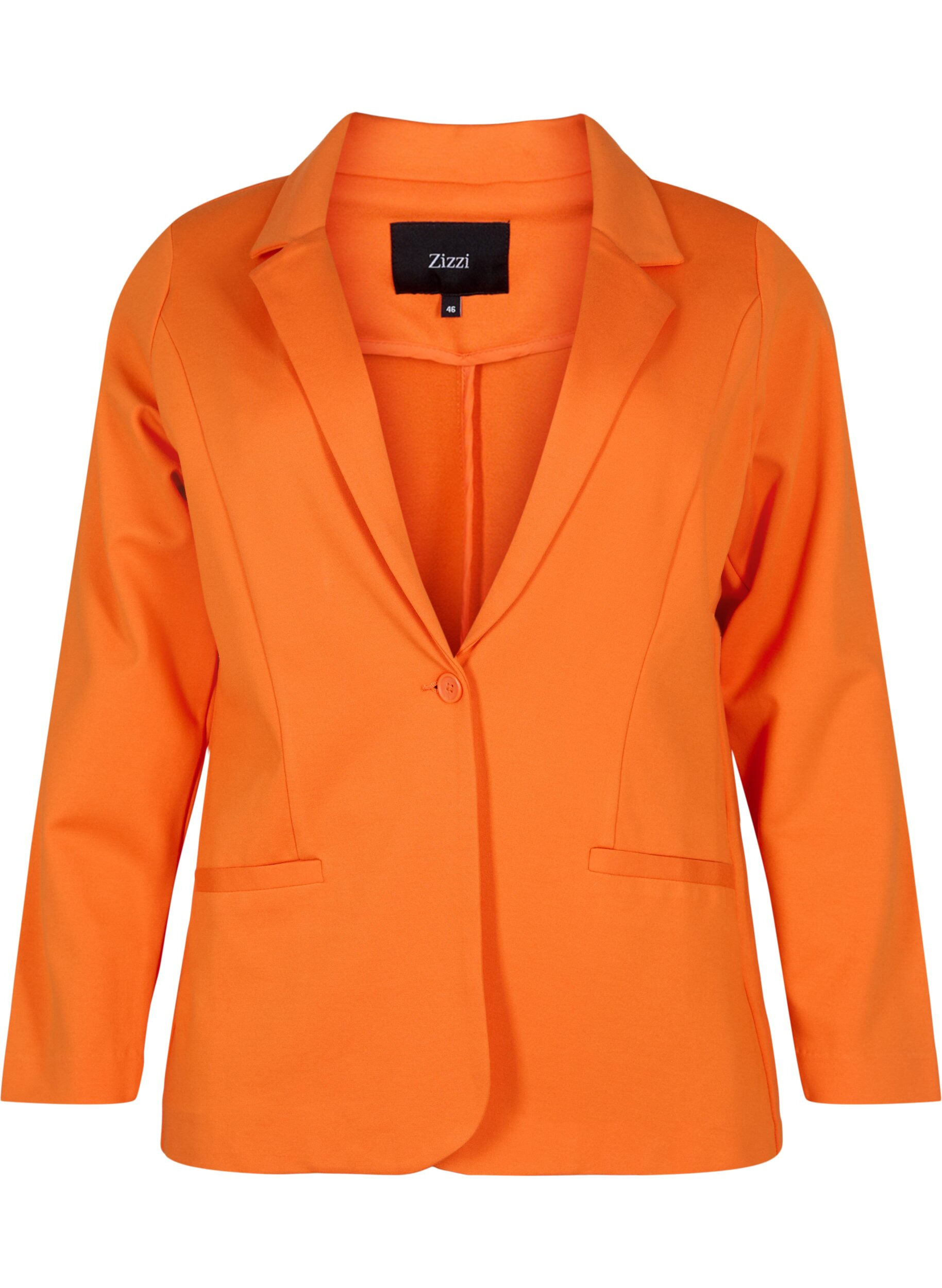 ZizziSchlichter Blazer mit Knopf und Dekorationstaschen, Mandarin Orange, Packshot image number 0
