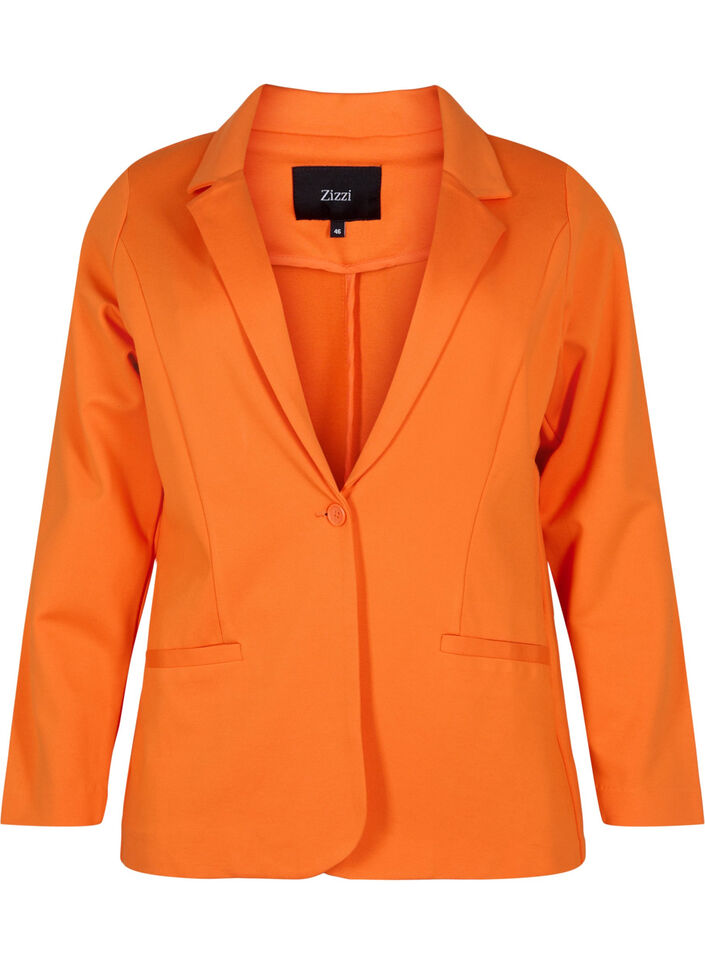Schlichter Blazer mit Knopf und Dekorationstaschen, Mandarin Orange, Packshot image number 0