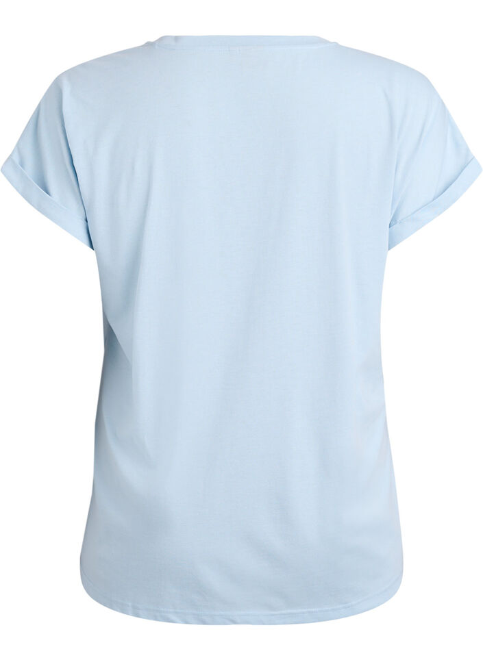 Kurz&auml;rmeliges T-Shirt aus Baumwollmischgewebe, Blau, Packshot image number 1