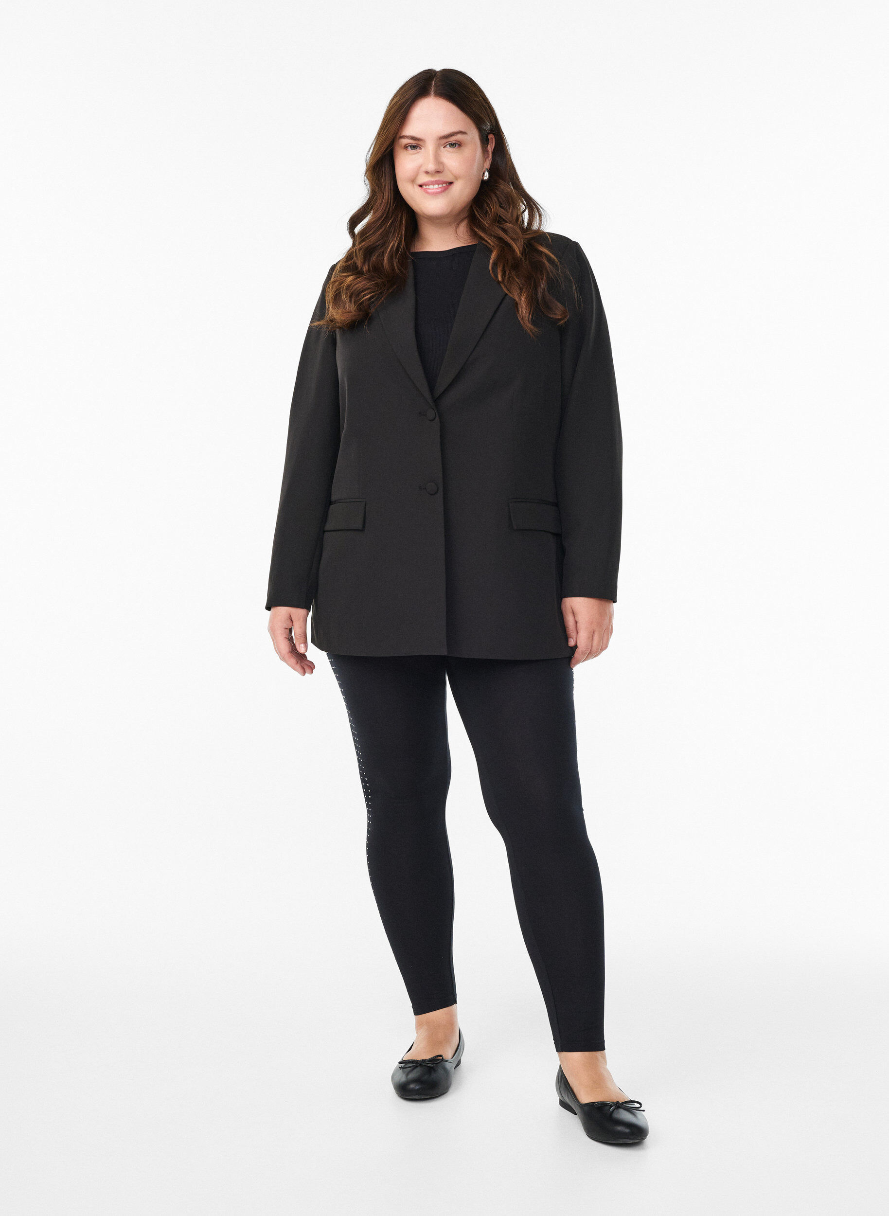 ZizziLeggings mit Strasssteinen, Schwarz, Model image number 1