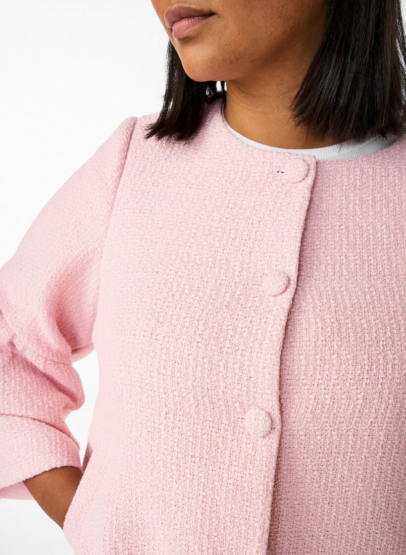 Jacke aus Boucl&eacute; mit R&uuml;schendetails, Pink, Model image number 4