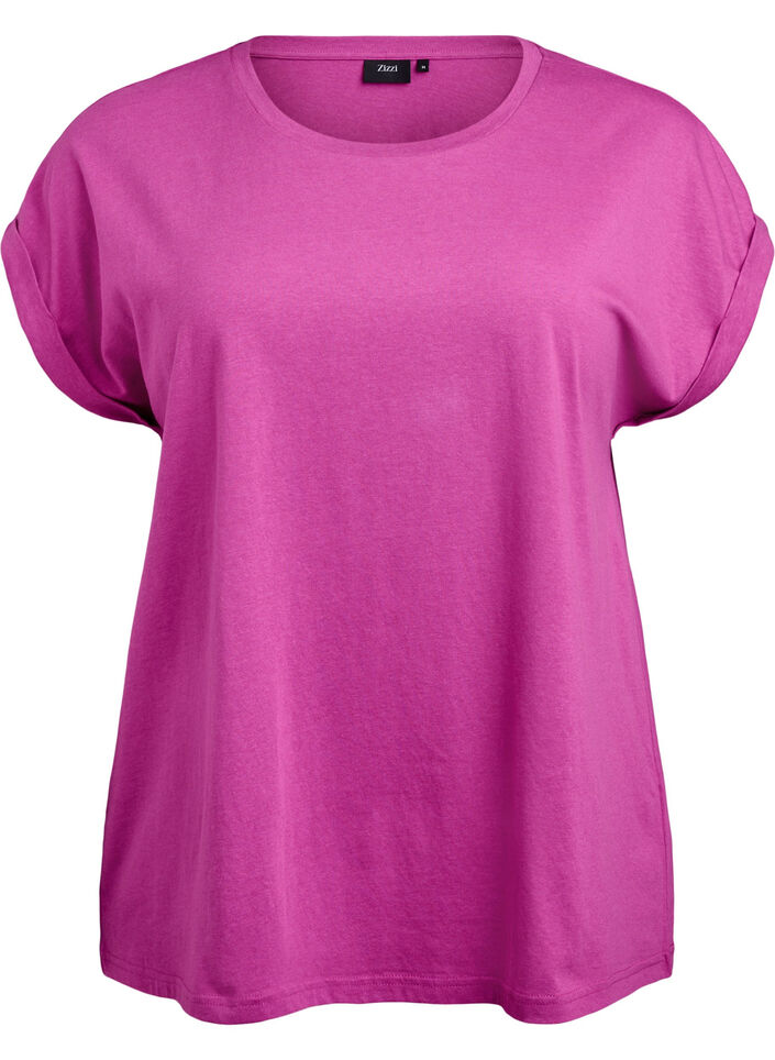 Kurz&auml;rmliges T-Shirt aus einer Baumwollmischung, Lila, Packshot image number 0