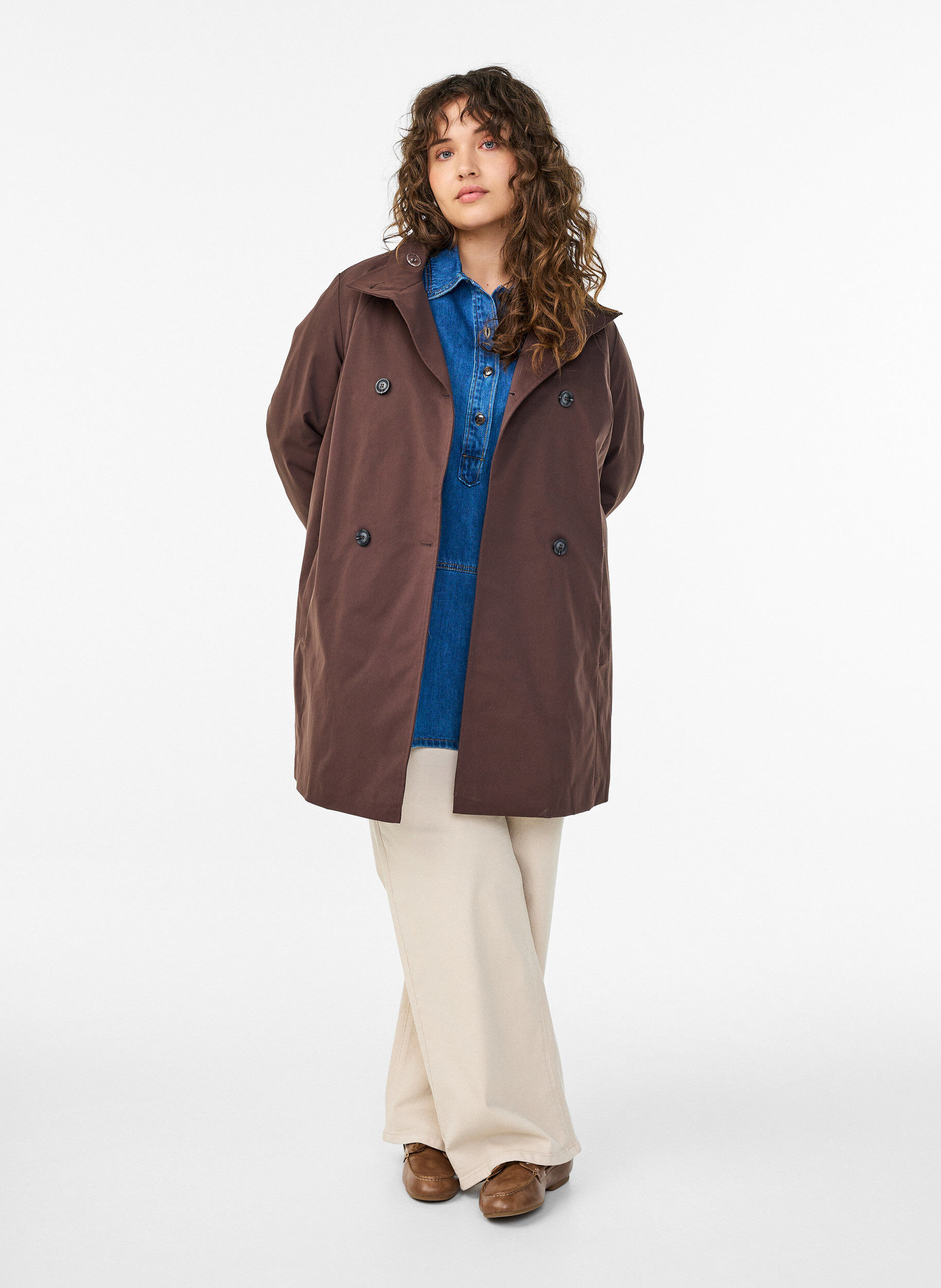 ZizziFr&uuml;hlingsjacke aus wasserabweisendem Material mit A-Linie, Braun, Model image number 1