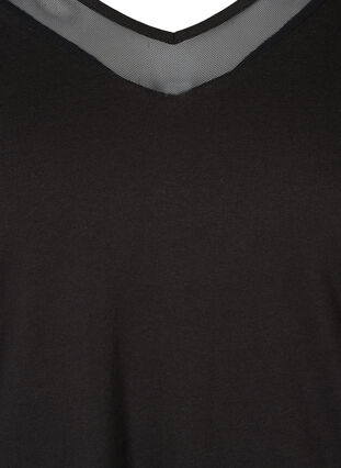 Langarm Bluse aus Baumwolle mit Mesh, Black, Packshot image number 2