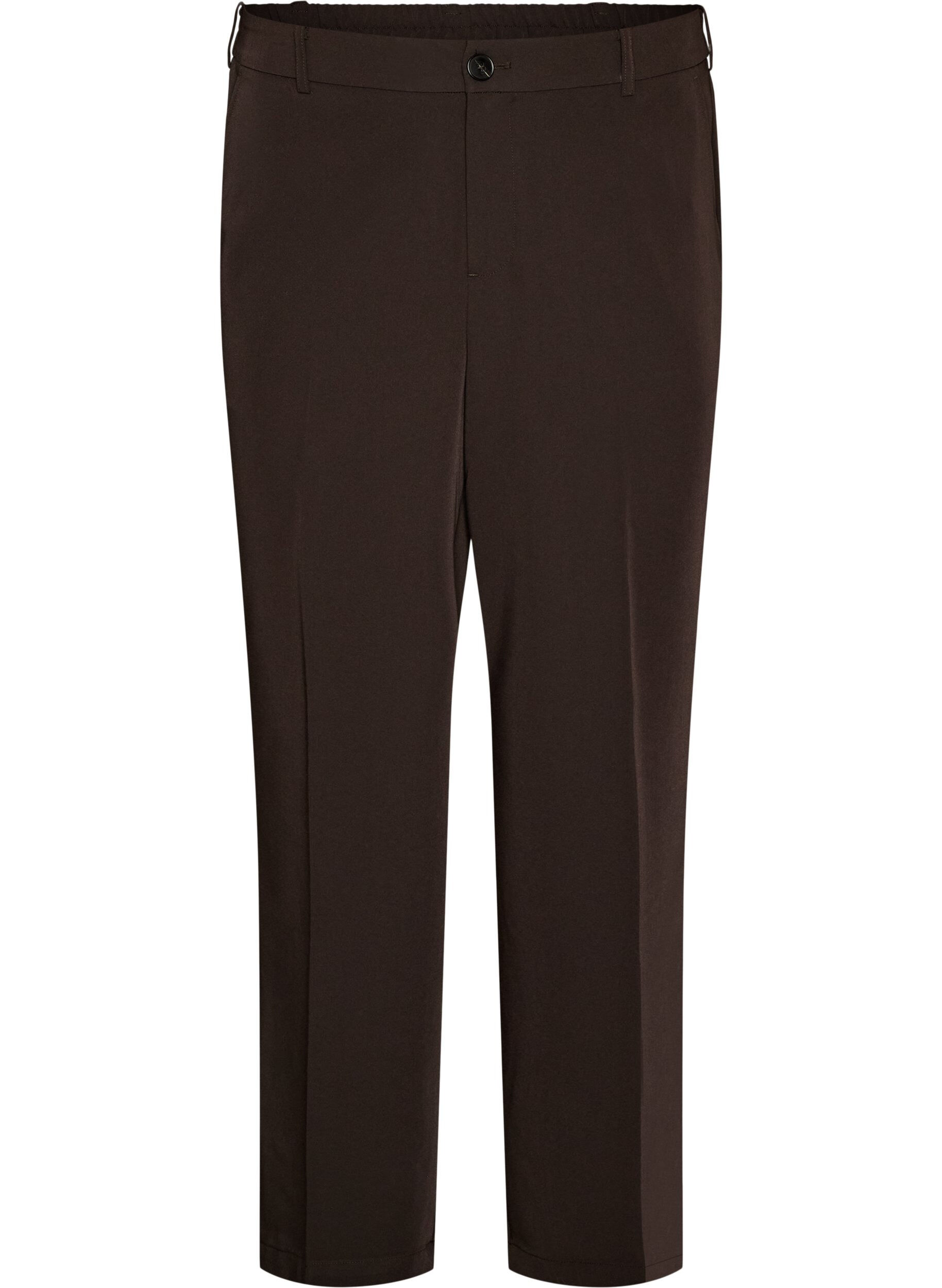 ZizziHoch taillierte Hose mit B&uuml;gelfalten, Braun, Packshot image number 0
