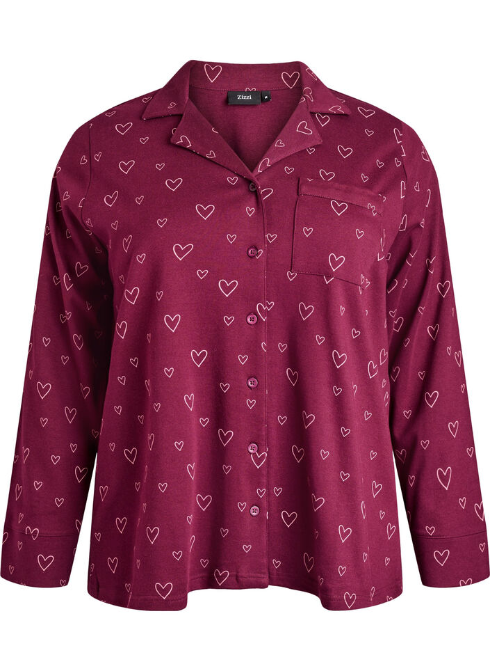 Baumwoll-Pyjamahemd mit Brusttasche, Rot, Packshot image number 0