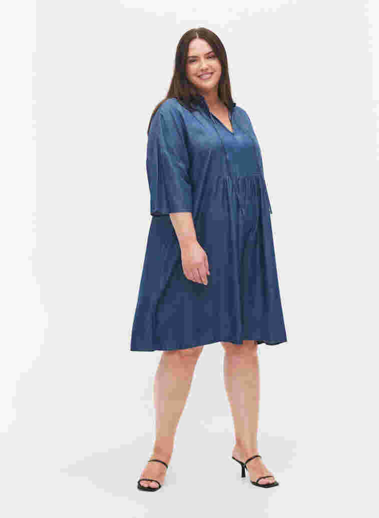 Kleid mit 3/4-Ärmeln aus Lyocell (TENCEL™), Blue denim, Model image number 2