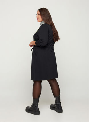 Sweatkleid mit Taschen und justierbarer Taille, Black comb, Model image number 1