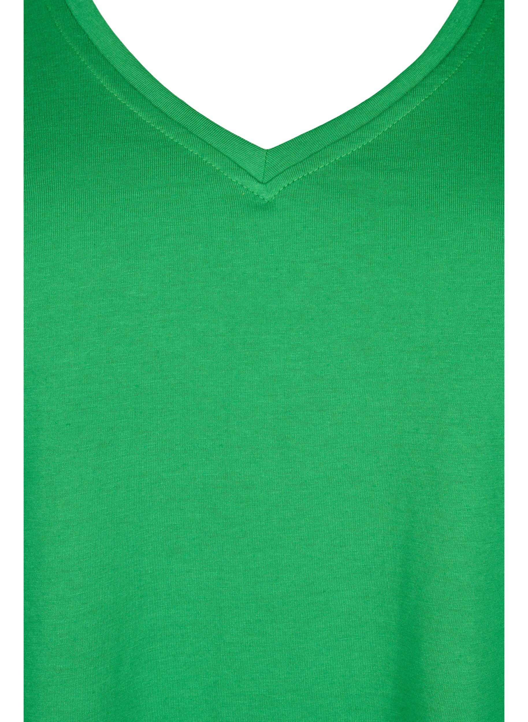 ZizziFLASH - T-Shirt mit V-Ausschnitt, Kelly Green, Packshot image number 2