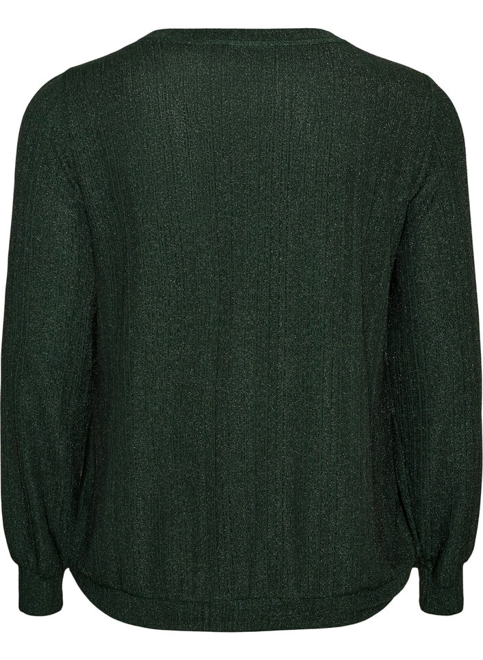 Bluse mit vertikaler Struktur und Glitzerfaden, Gr&uuml;n, Packshot image number 1