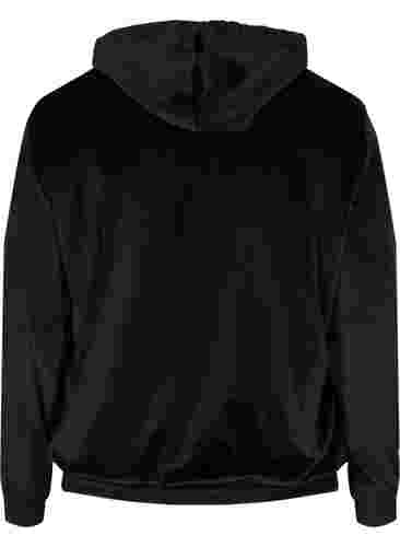 Cardigan aus Velours mit Reißverschluss und Kapuze , Black, Packshot image number 1