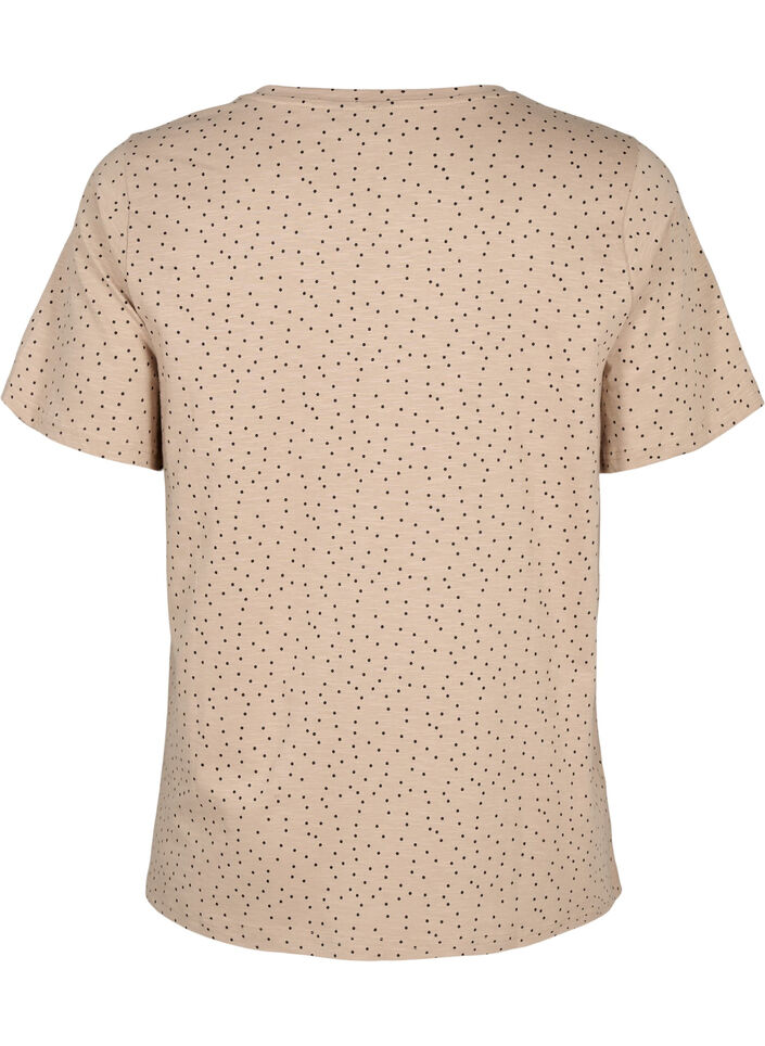 T-Shirt aus Bio-Baumwolle mit Punktmuster	, Beige, Packshot image number 1