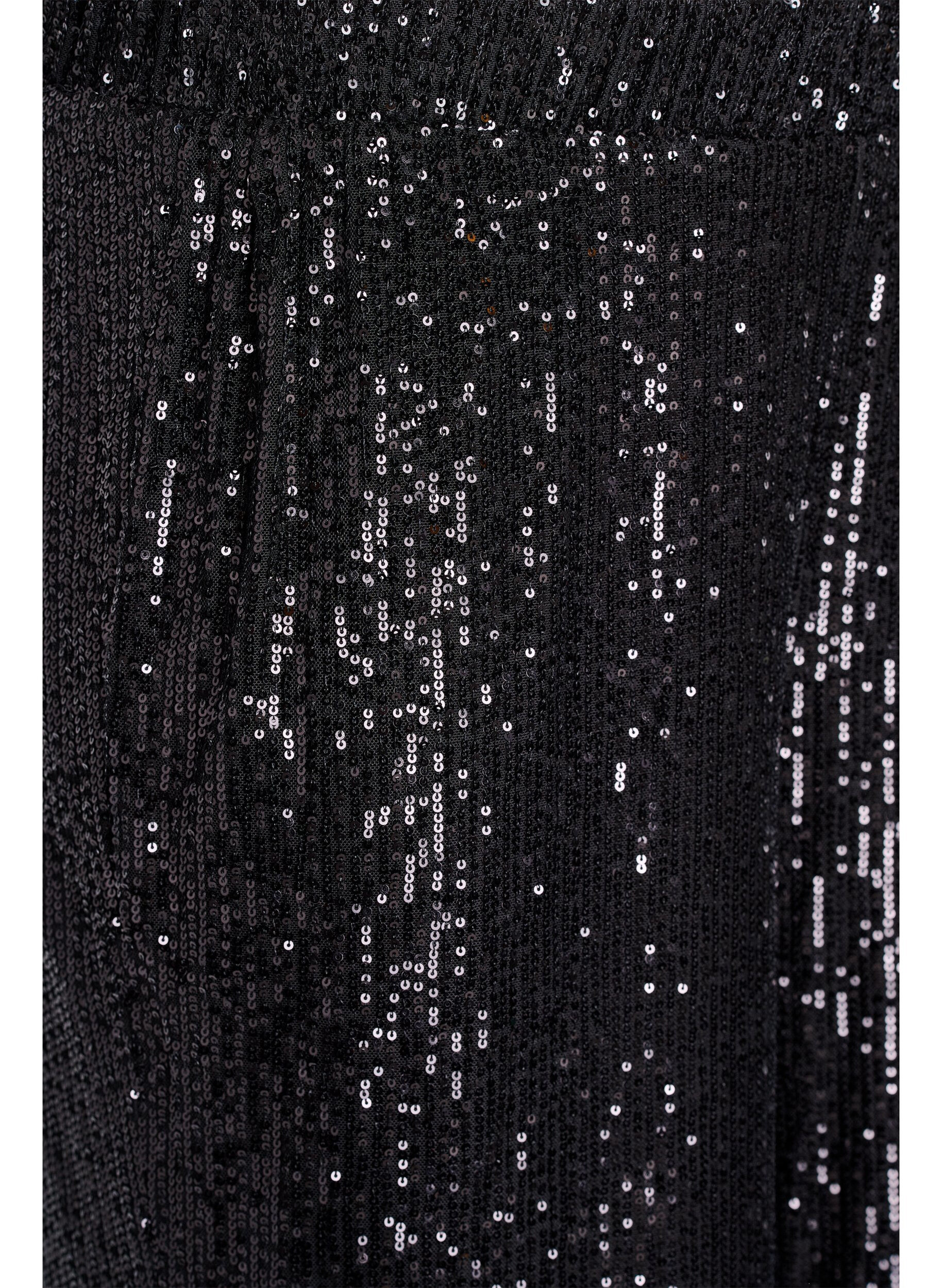 ZizziHoch taillierte Paillettenhose mit weiten Beinen, Schwarz, Packshot image number 2
