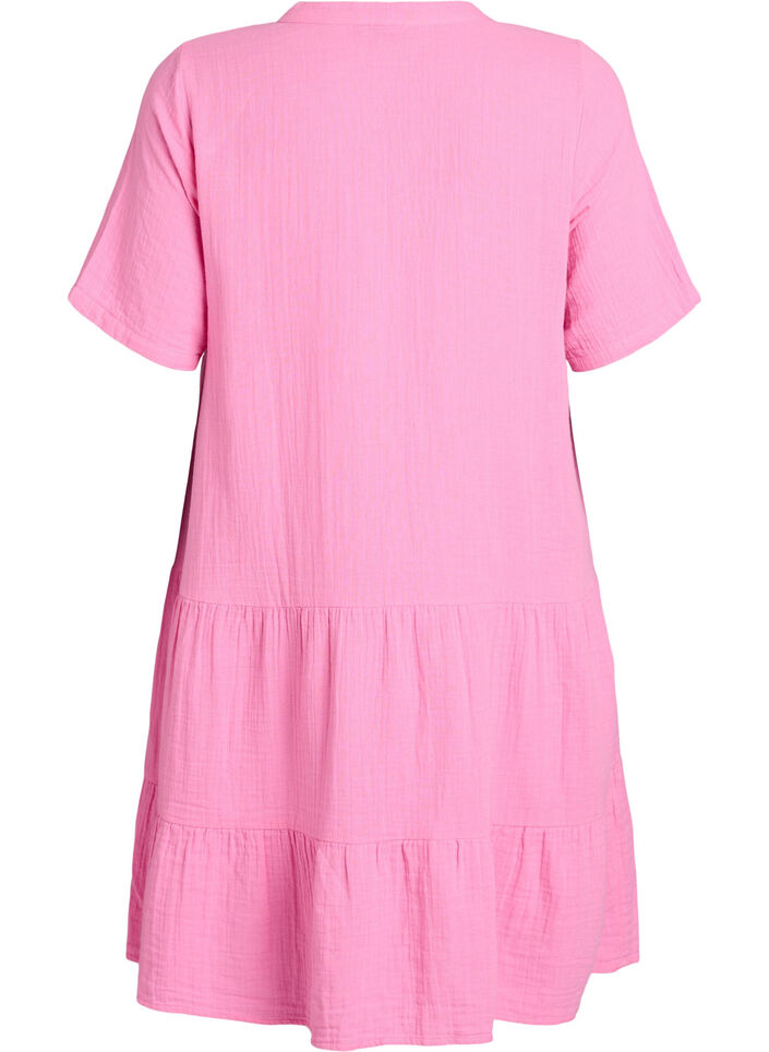 Kurzes A-Linien-Kleid aus Baumwollmusselin, Pink, Packshot image number 1