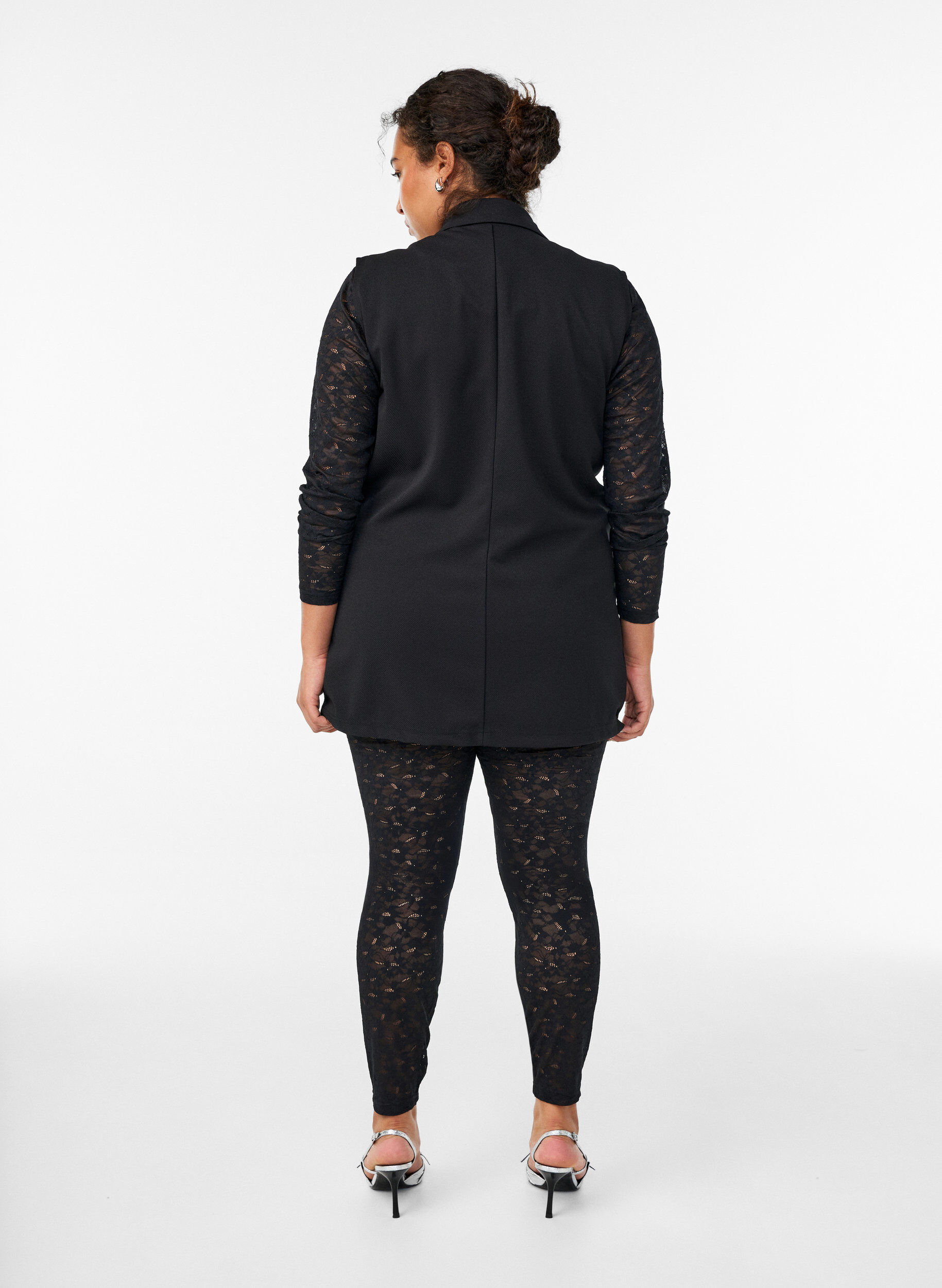 ZizziSpitzenleggings mit hoher Taille, Schwarz, Model image number 1