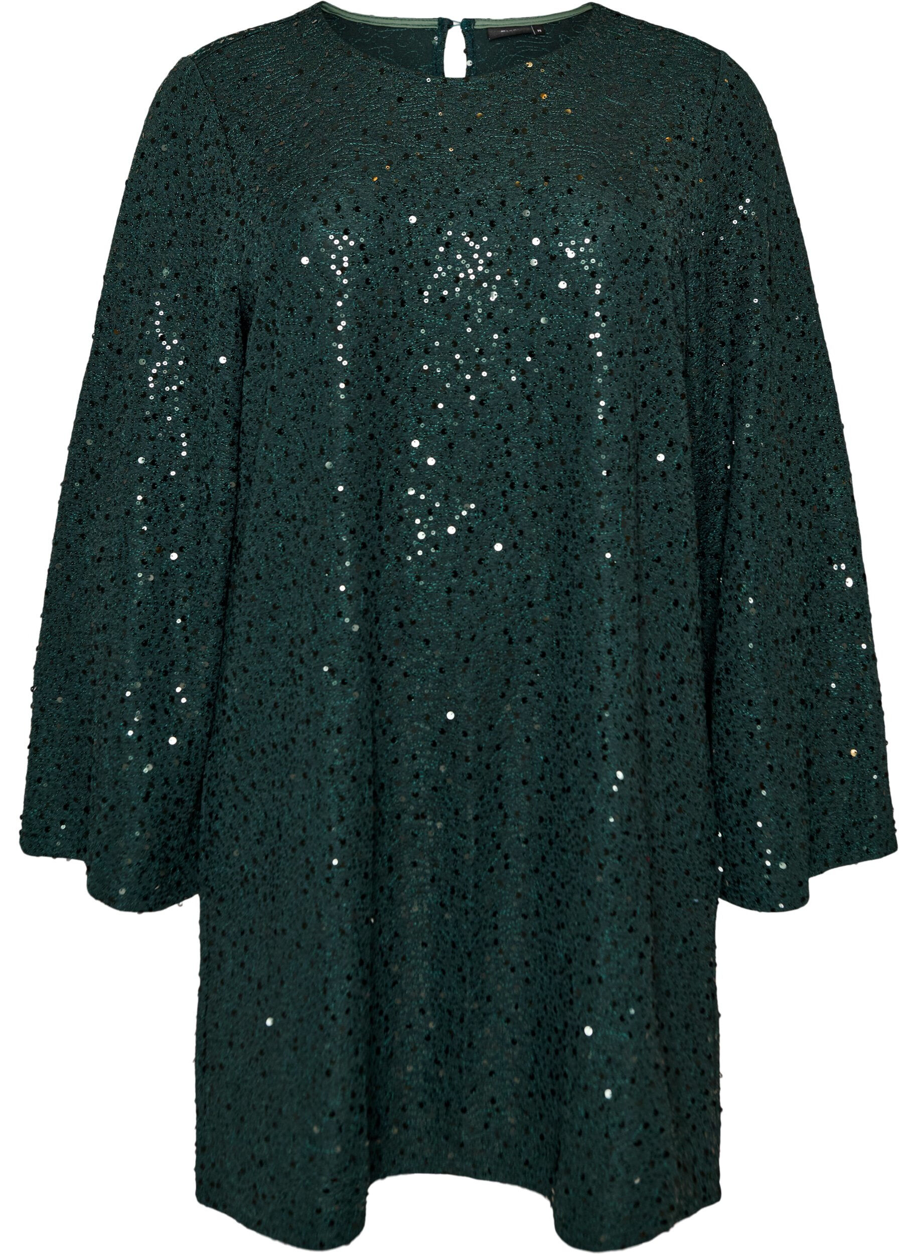 ZizziKurzes Paillettenkleid in A-Linie, Gr&uuml;n, Packshot image number 0