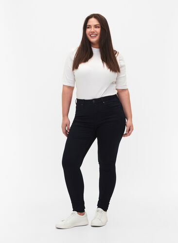 Super Slim Amy Jeans mit hoher Taille, Unwashed, Model image number 0
