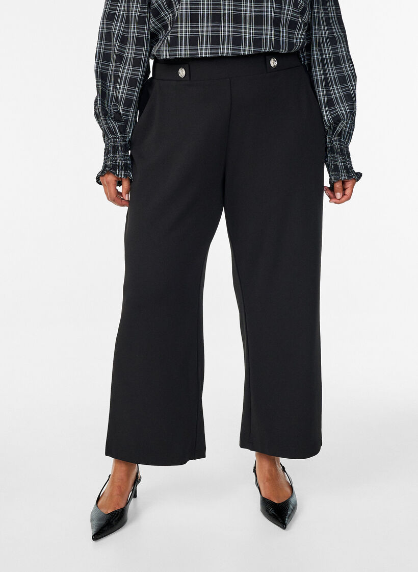 Lockere Hose mit Taschen, Schwarz, Model image number 2