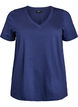 Einfaches T-Shirt aus Baumwolle mit V-Ausschnitt., Blau, Packshot image number 0