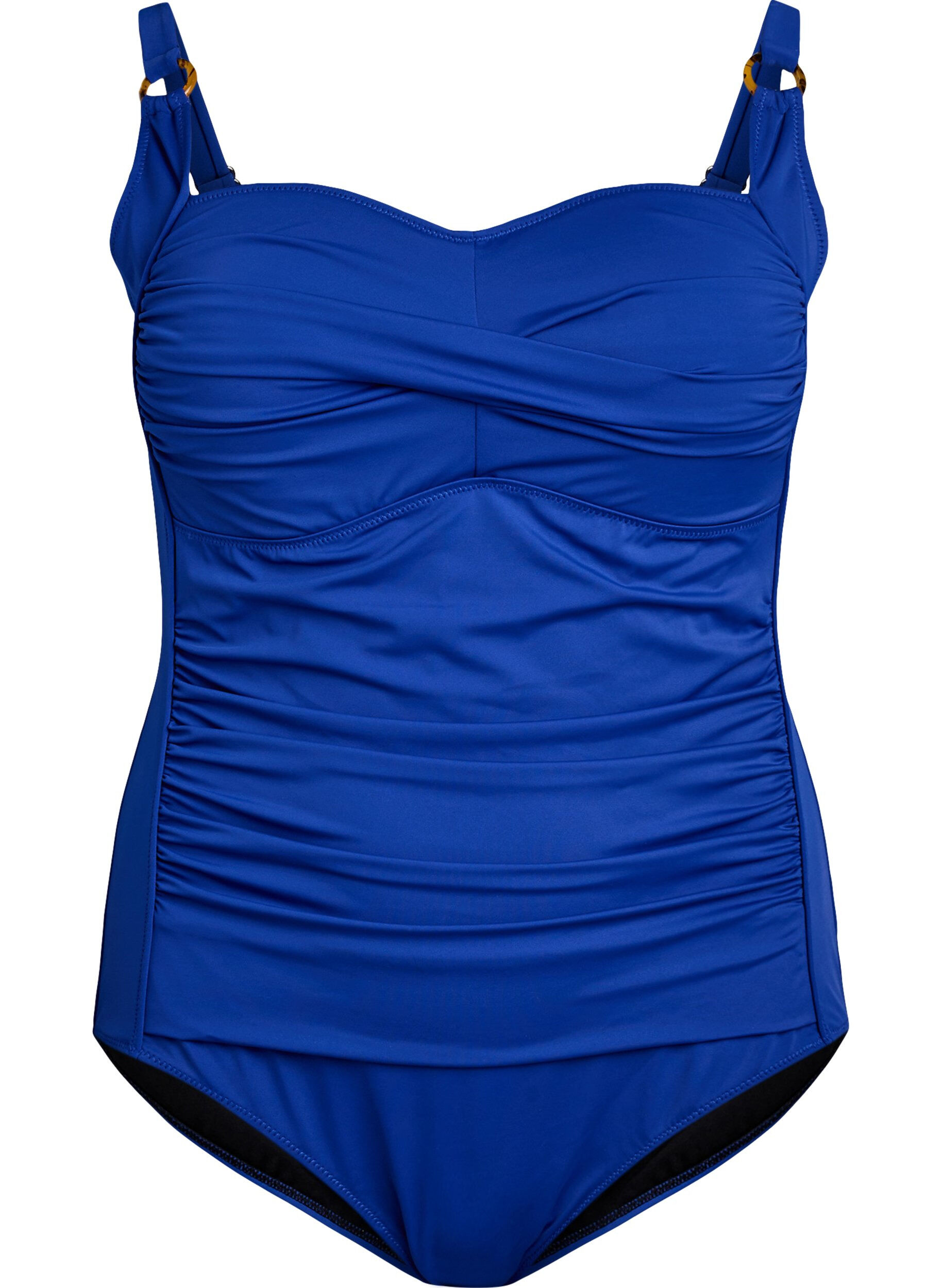 ZizziWattierter Badeanzug mit Drapierung, Blau, Packshot image number 0