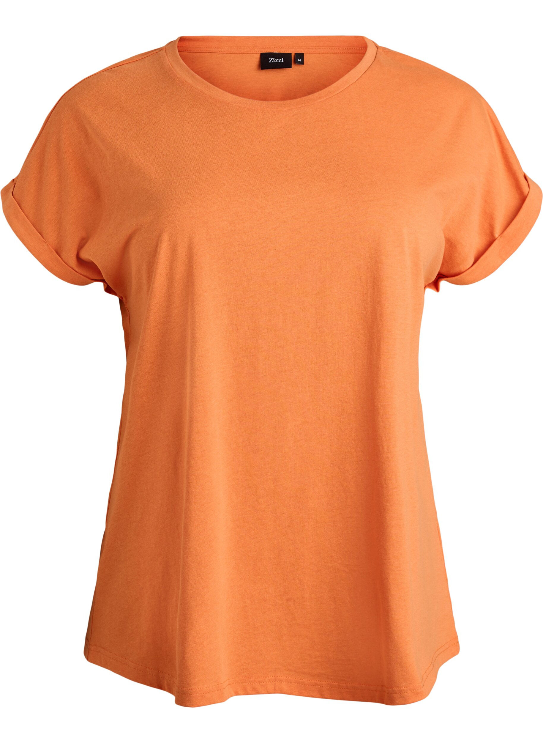 ZizziKurz&auml;rmeliges T-Shirt aus einer Baumwollmischung, Orange, Packshot image number 0