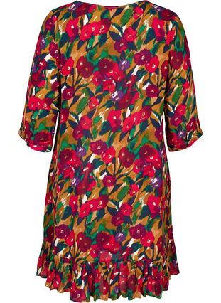 Bedrucktes Kleid aus Viskose, Olive Green AOP, Packshot image number 1