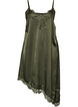 Kleid aus Satin mit Spitze und asymmetrischem Saum, Gr&uuml;n, Packshot image number 0