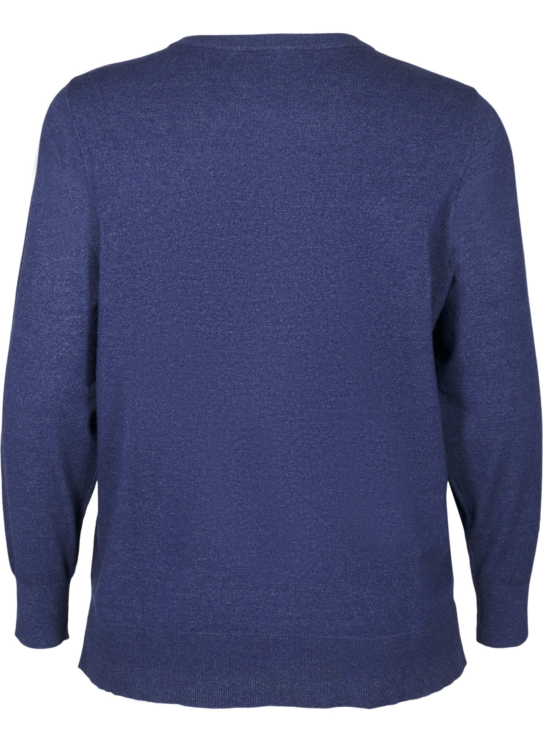 ZizziStrickbluse mit langen &Auml;rmeln und Schlitz, Blau, Packshot image number 1