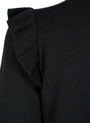 Strickjacke mit Rüschen und Taschen, Black, Packshot image number 3