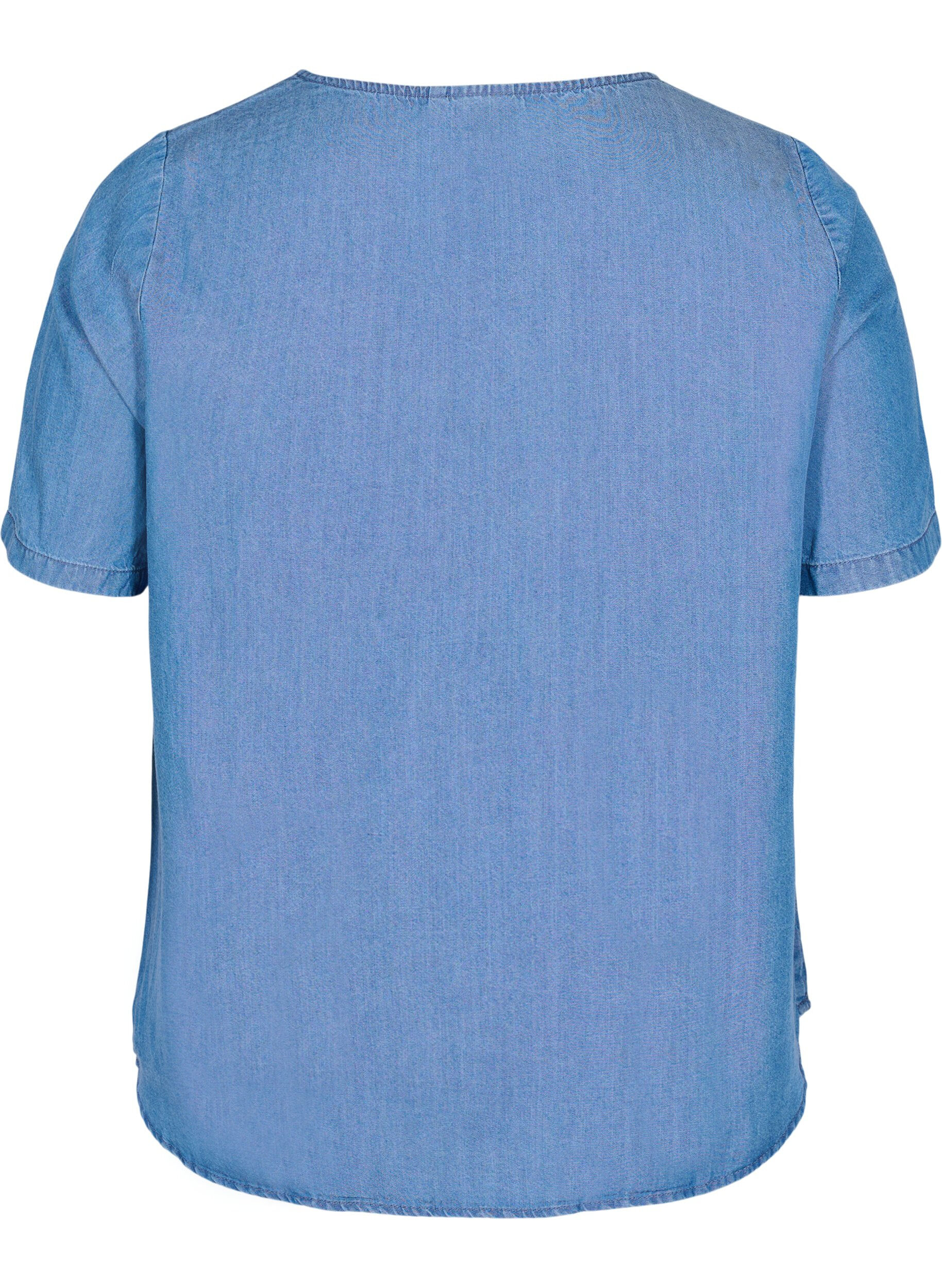 ZizziKurz&auml;rmelige Bluse aus Lyocell (TENCEL&trade;) , Blue denim, Packshot image number 1