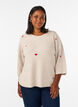 Strickbluse mit Herzen und 3/4-&Auml;rmeln, Beige, Model image number 0