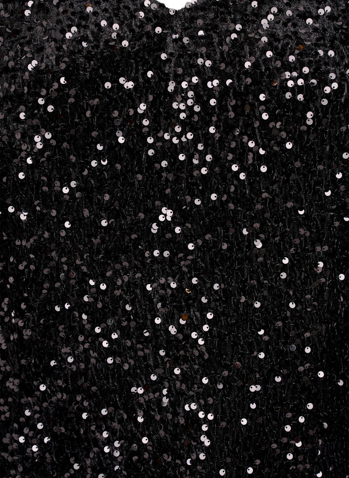 Kurzes A-Linien-Pailletten-Kleid, Schwarz, Packshot image number 2