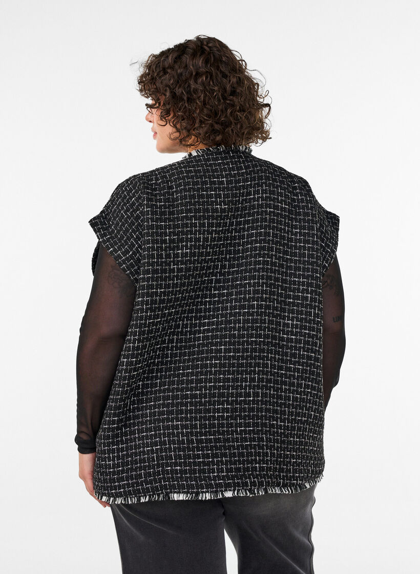Karierte Weste mit Zierkn&ouml;pfen, Schwarz, Model image number 2