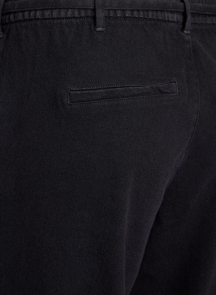 Jeans mit lockerer Passform, elastischem Bund und Tunnelzug, Schwarz, Packshot image number 3