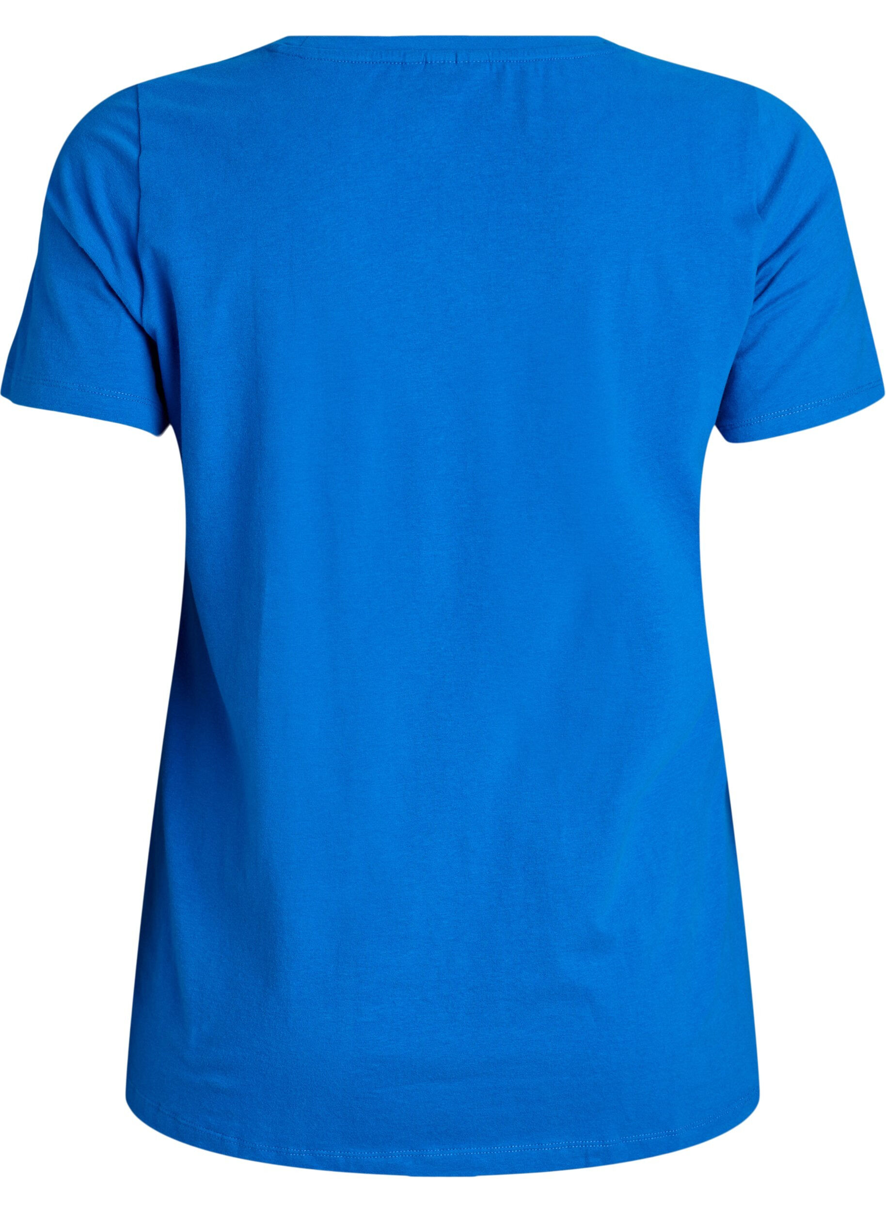ZizziEinfarbiges Basic-T-Shirt aus Baumwolle, Blau, Packshot image number 1
