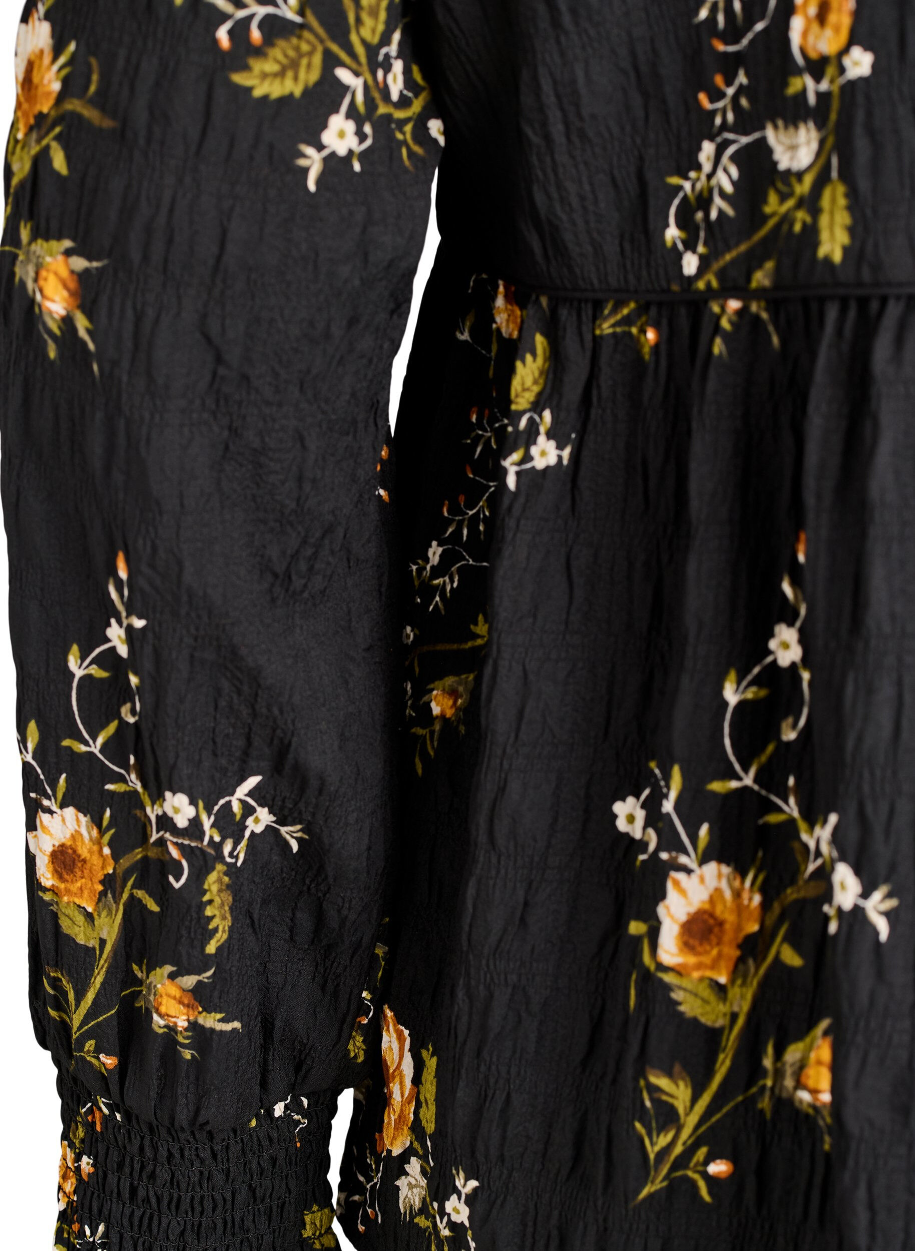 ZizziLang&auml;rmelige Bluse mit gebl&uuml;mtem Muster, Schwarz, Packshot image number 3