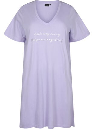 Organische Baumwoll-Nachthemd mit V-Ausschnitt (GOTS), Lavender Decide, Packshot image number 0