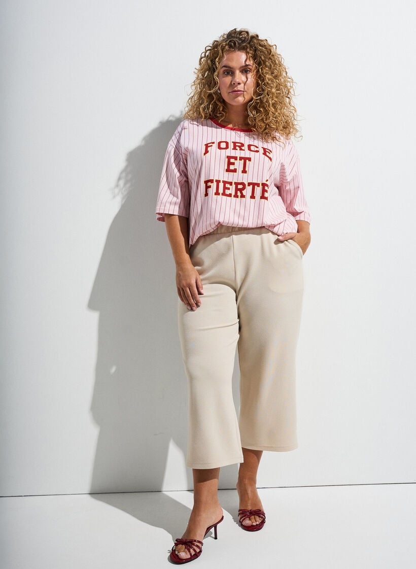 Boxy T-Shirt mit Streifen und Statement-Print, Rot, Image image number 0