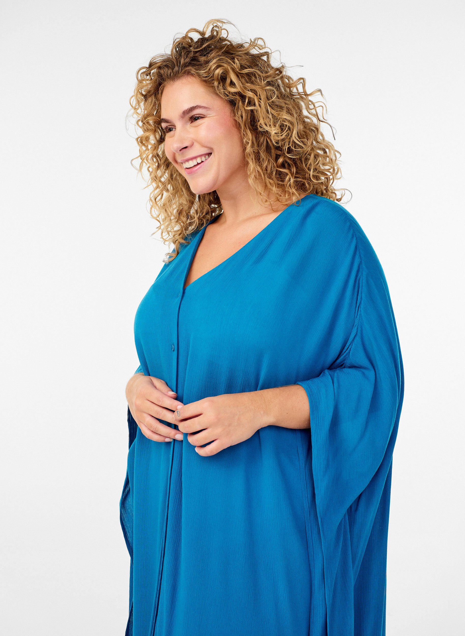 ZizziKaftan-Strandkleid mit Kn&ouml;pfen, Blau, Model image number 2