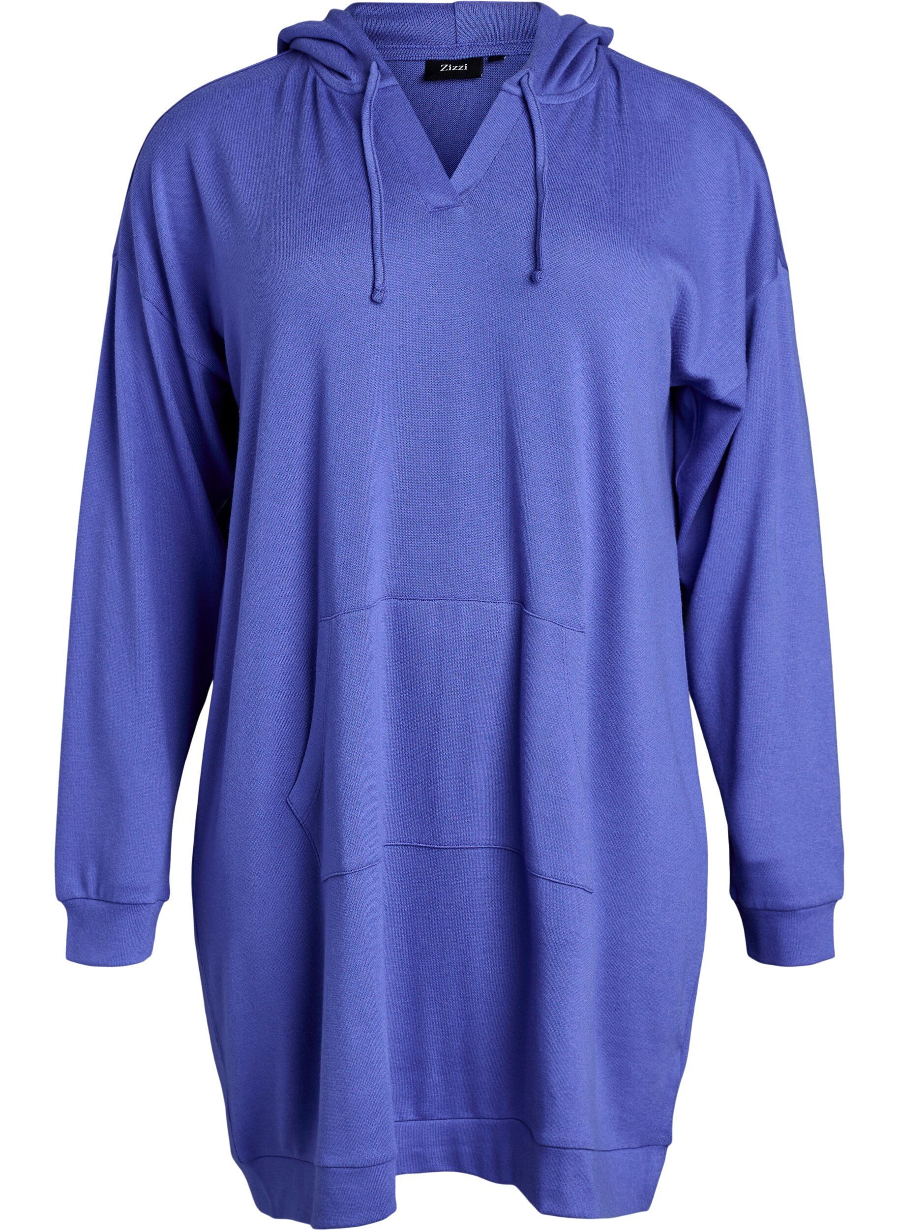ZizziKurzes Hoodie-Kleid mit K&auml;ngurutasche, Blau, Packshot image number 0