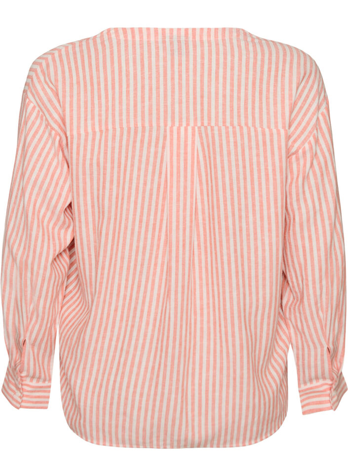 Bluse aus Leinen und Viskose mit V-Ausschnitt, Orange, Packshot image number 1