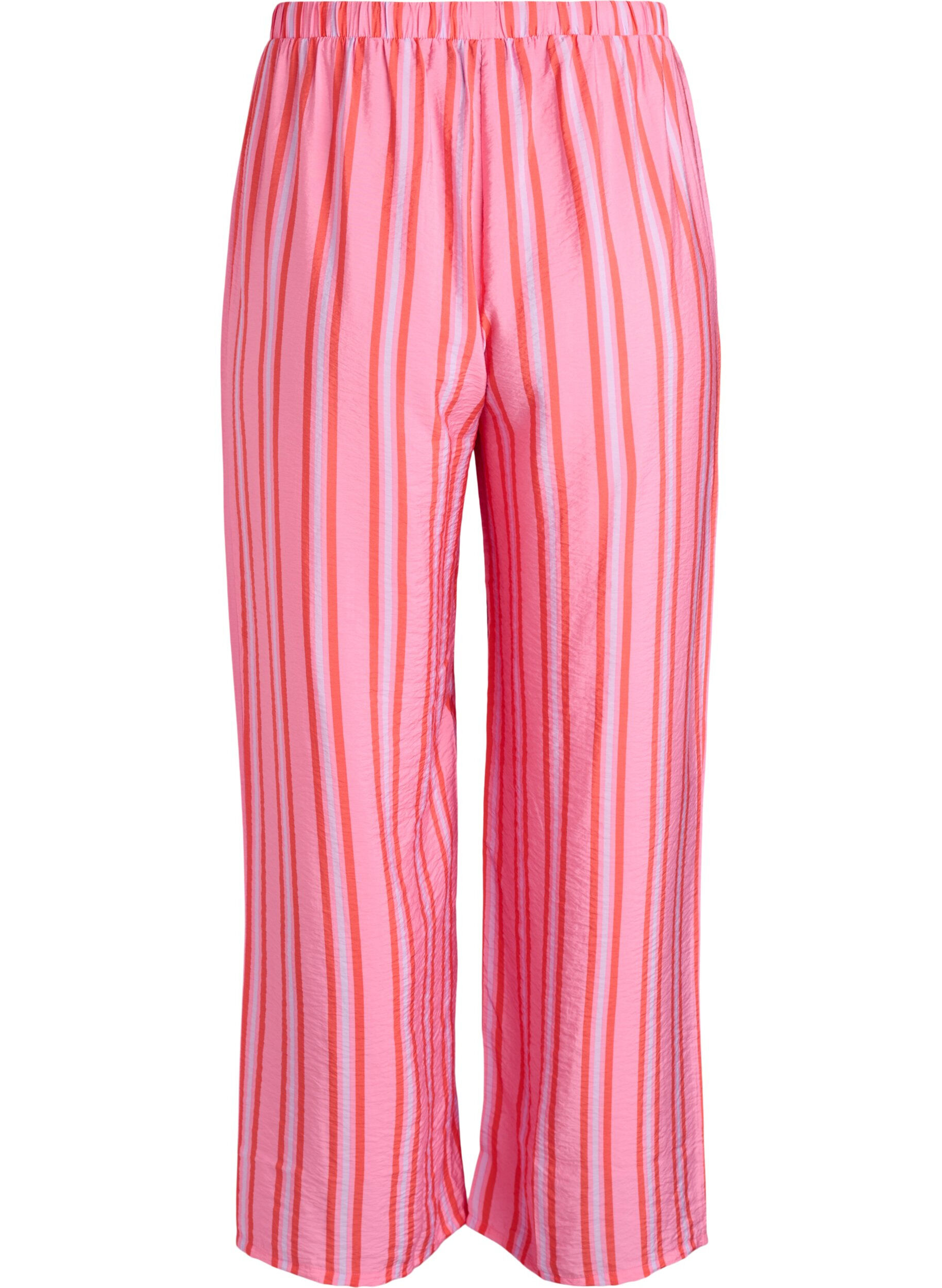 ZizziGestreifte Hose mit hoher Taille und weiten Beinen, Pink, Packshot image number 1