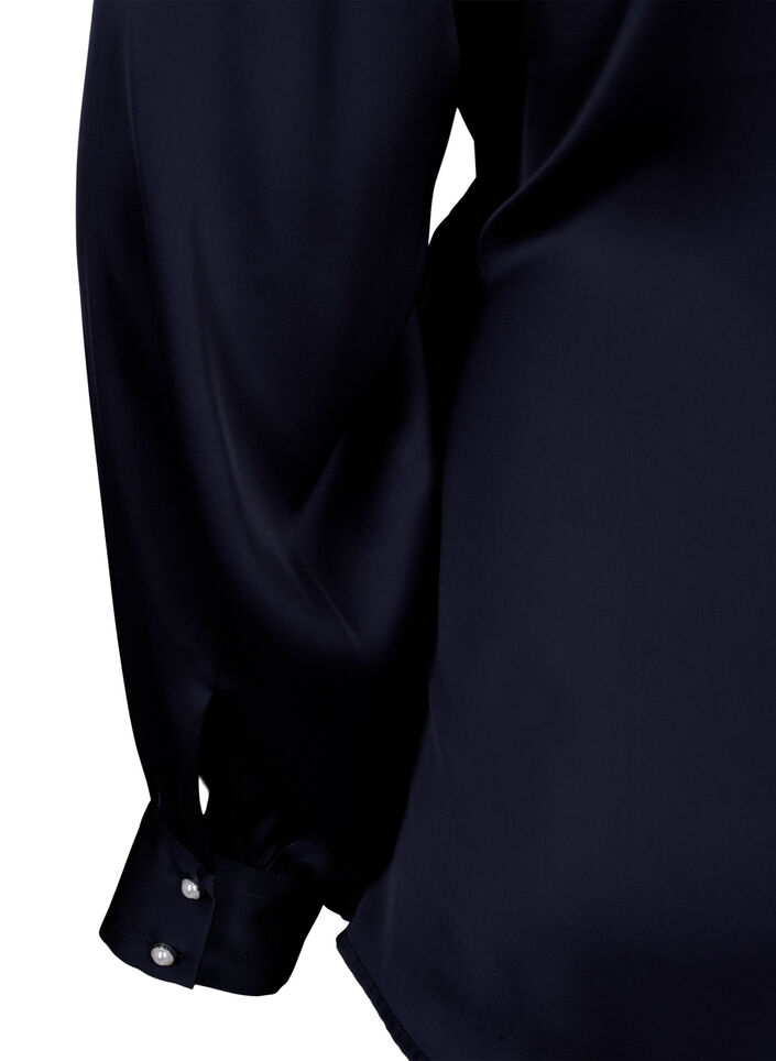  Partybluse aus Satin in Wickeloptik, Night Sky, Packshot image number 4