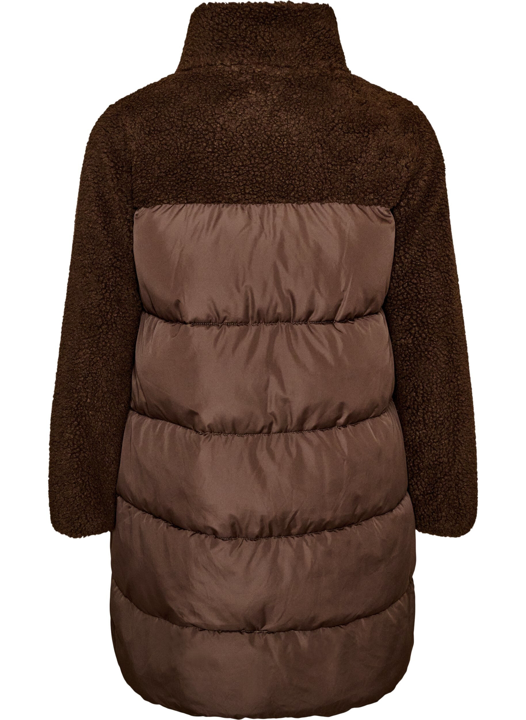 ZizziMittellange Steppjacke mit Teddyfleece, Braun, Packshot image number 1
