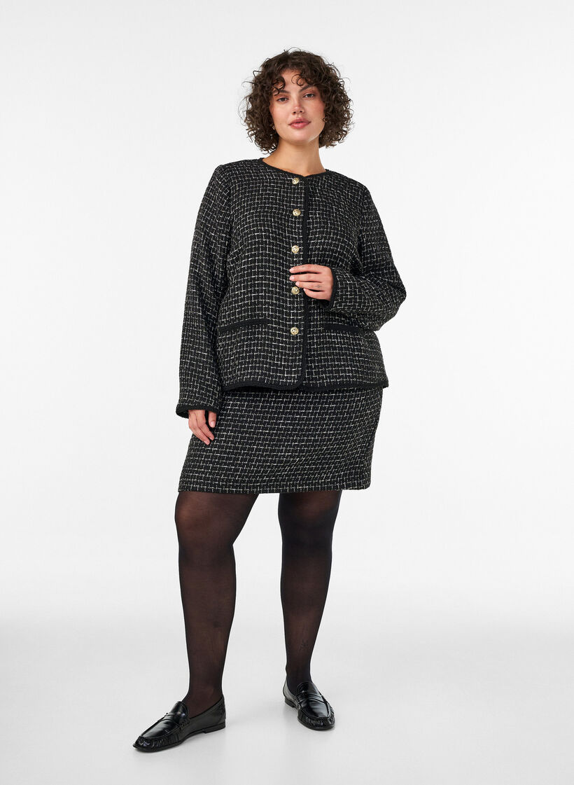 Kurzer Rock aus Boucl&eacute;, Schwarz, Model image number 1