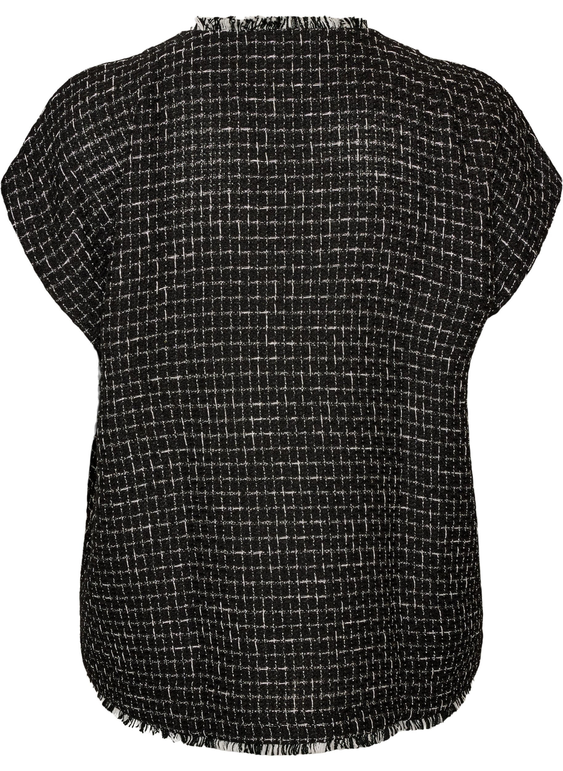 ZizziKarierte Weste mit Zierkn&ouml;pfen, Schwarz, Packshot image number 1