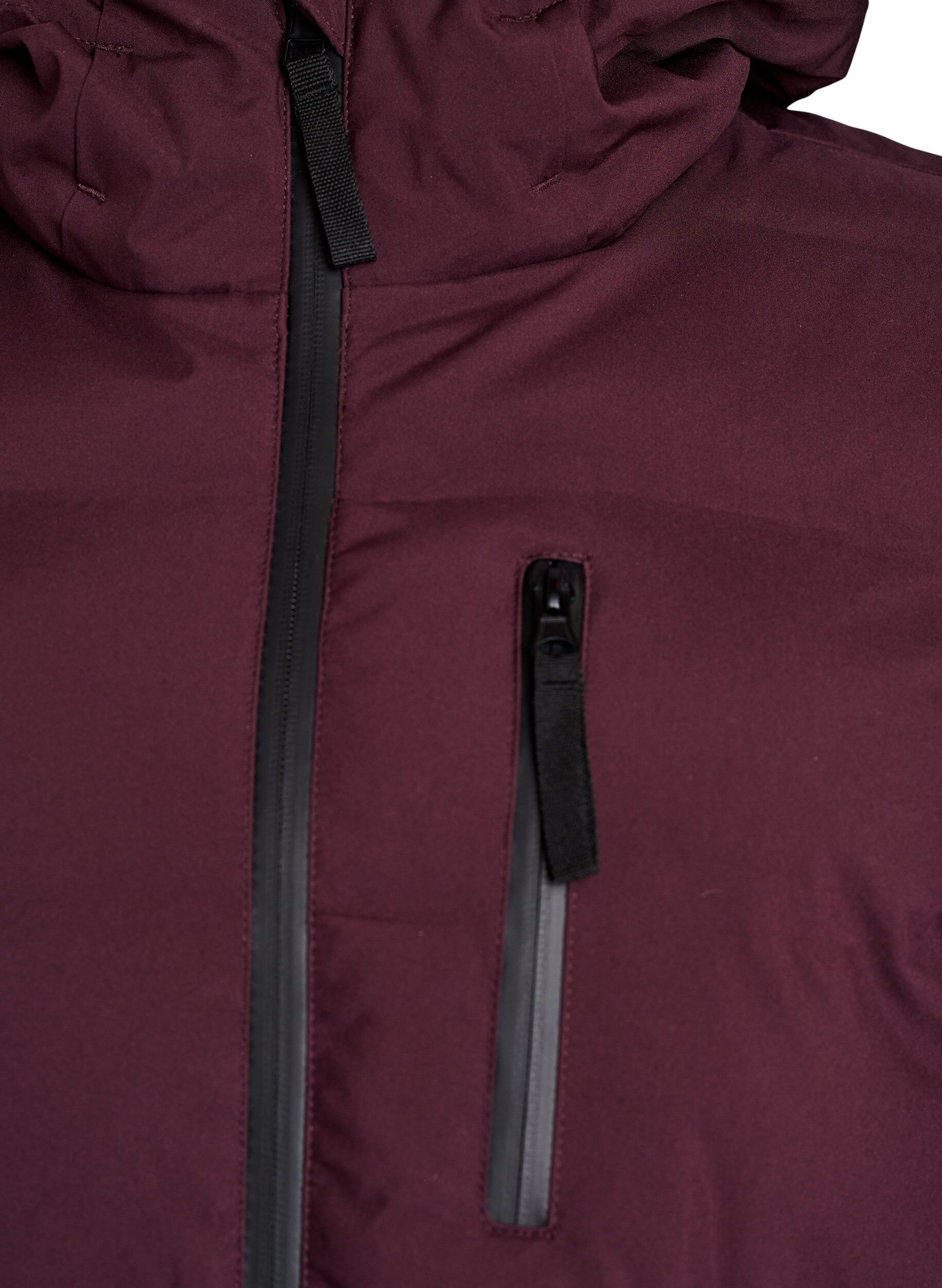 ZizziPuffermantel mit Kapuze und Taschen, Dunkles Bordeaux, Packshot image number 2