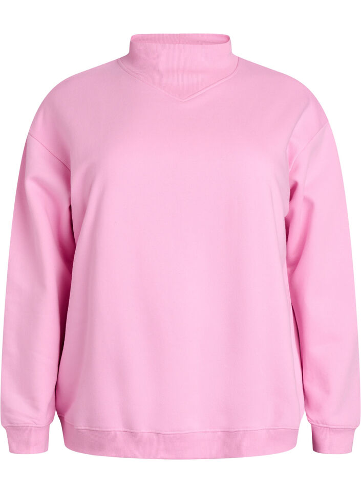 Sweatshirt mit hohem Kragen und langen Ärmeln, Pink, Packshot image number 0