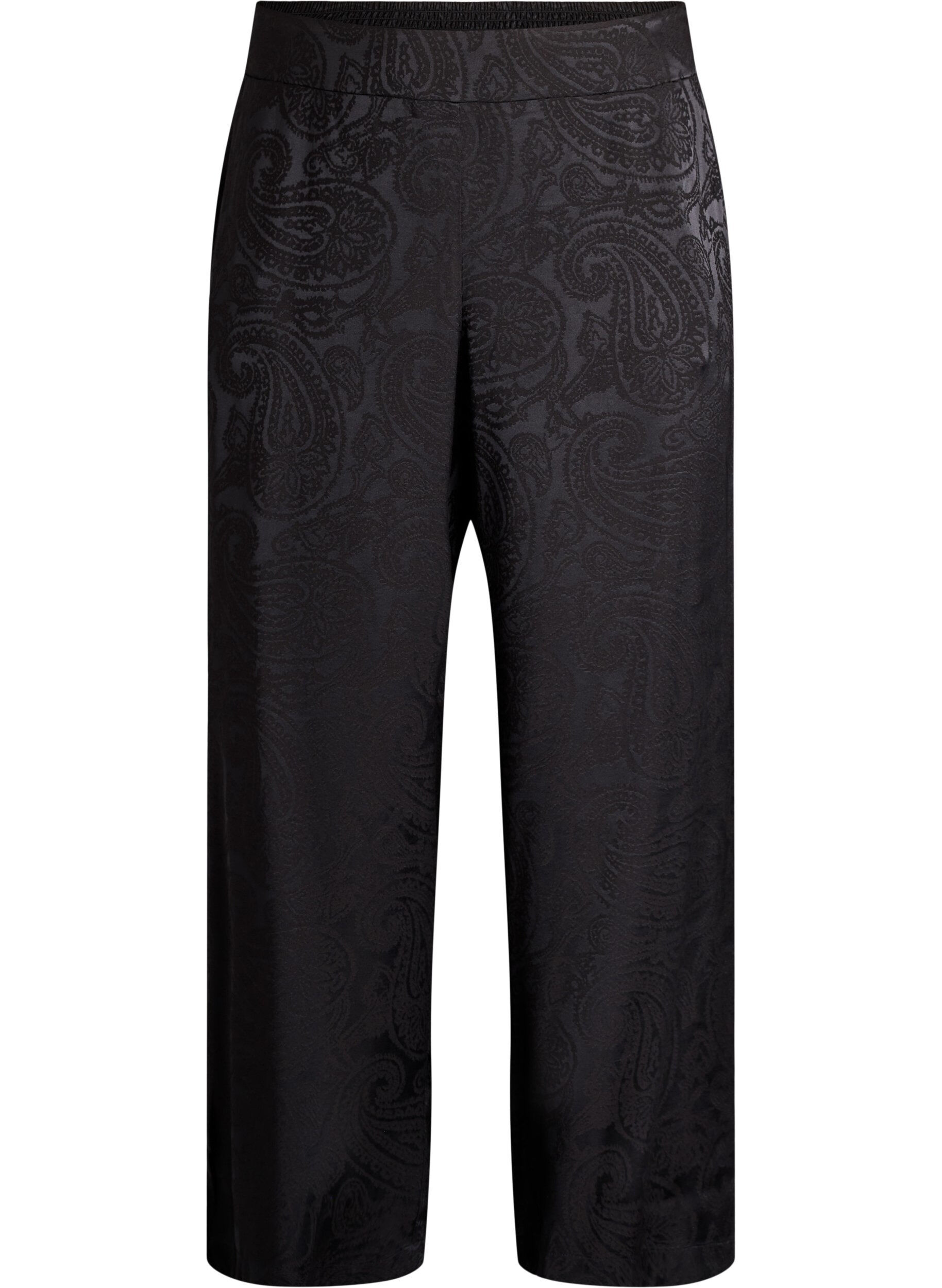 ZizziWeite Hose mit Paisleymuster und hoher Taille, Schwarz, Packshot image number 0